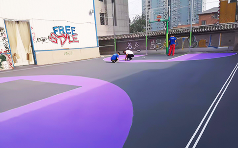 籃球場(chǎng)硅pu施工圖片